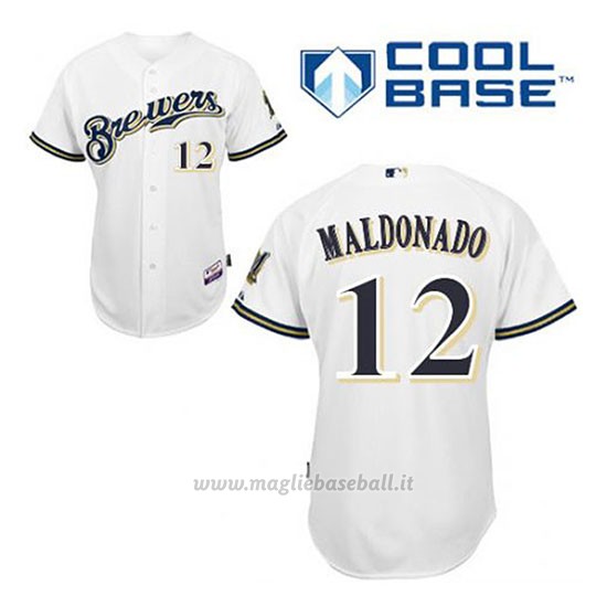 Maglia Baseball Uomo Milwaukee Brewers Martin Maldonado 12 Bianco 1ªCool Base